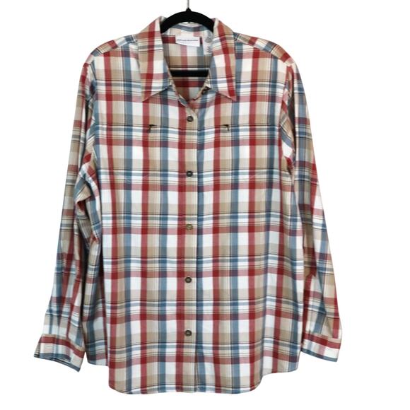 Alfred Dunner Tops - NWT Alfred Dunner Tartan Plaid Button Down Shirt Women Plus 20 Tunic Red Blue